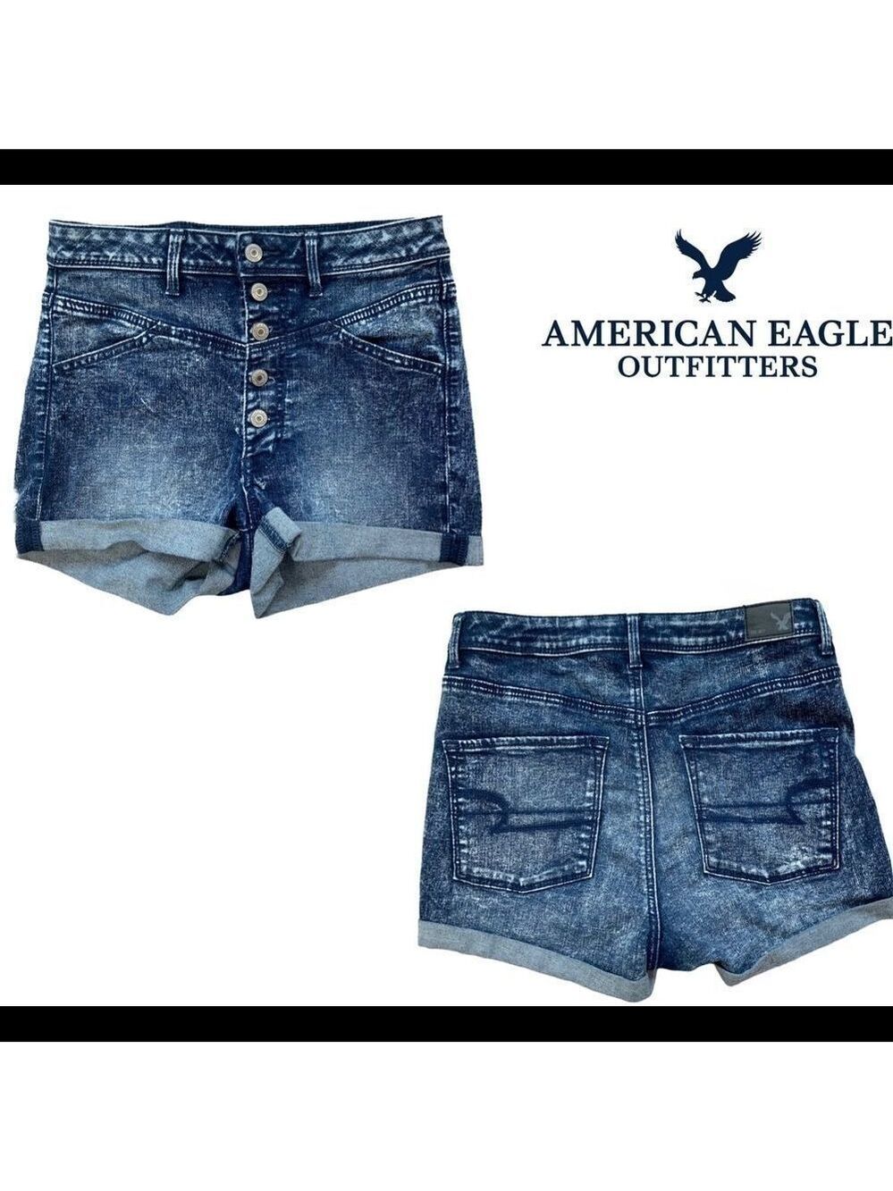 American Eagle outfitters stonewashed denim button fly shorts Sz 6